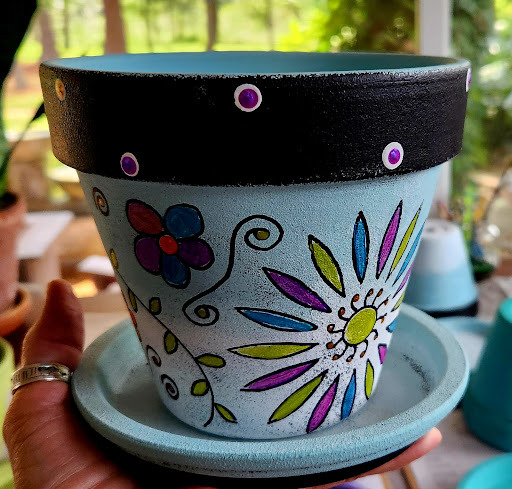 Hand-painted garden art by Happy Moose Garden Art