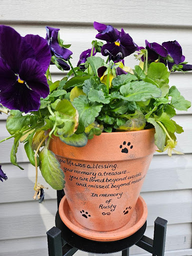 Hand-painted garden art by Happy Moose Garden Art