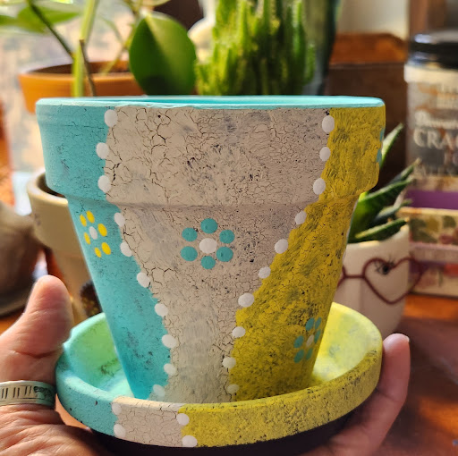 Hand-painted garden art by Happy Moose Garden Art