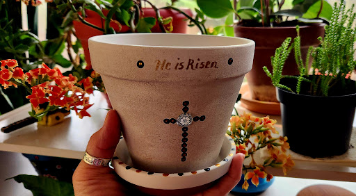 Hand-painted garden art by Happy Moose Garden Art