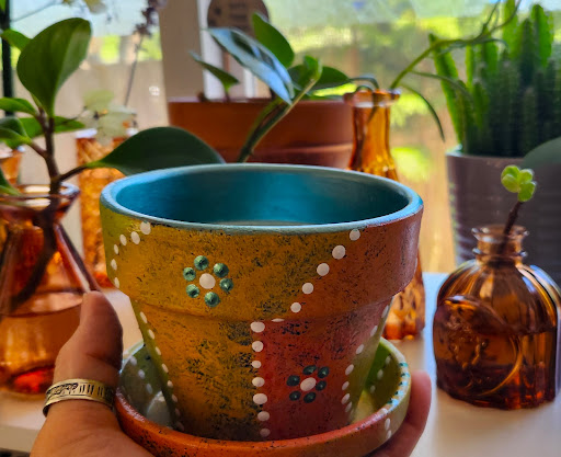 Hand-painted garden art by Happy Moose Garden Art
