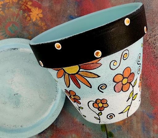 Hand-painted garden art by Happy Moose Garden Art