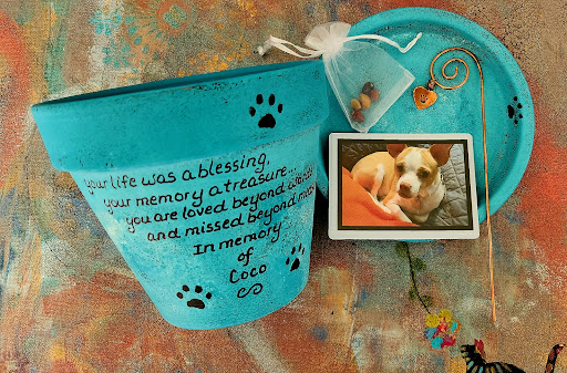 Teal pet memorial planter color option
